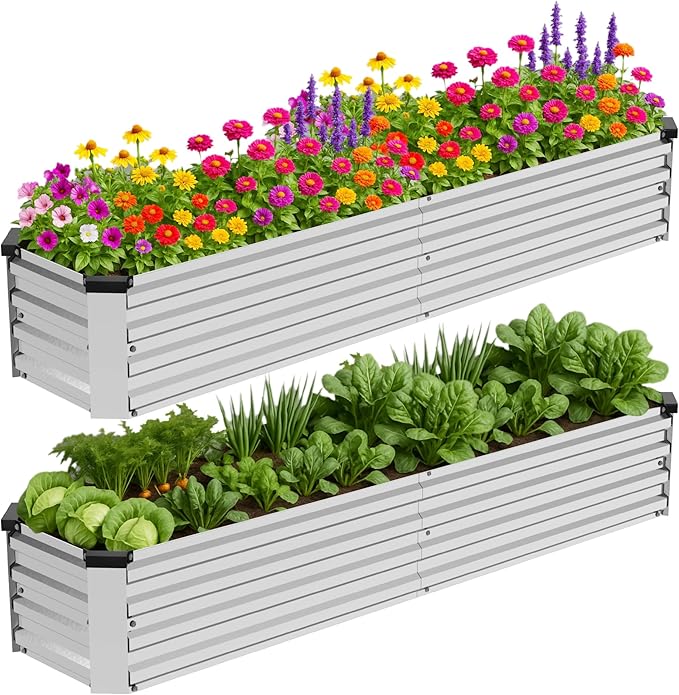 2 Pack 6x1.5x1FT Galvanized Metal Raised Garden Bed Kit by Unknown