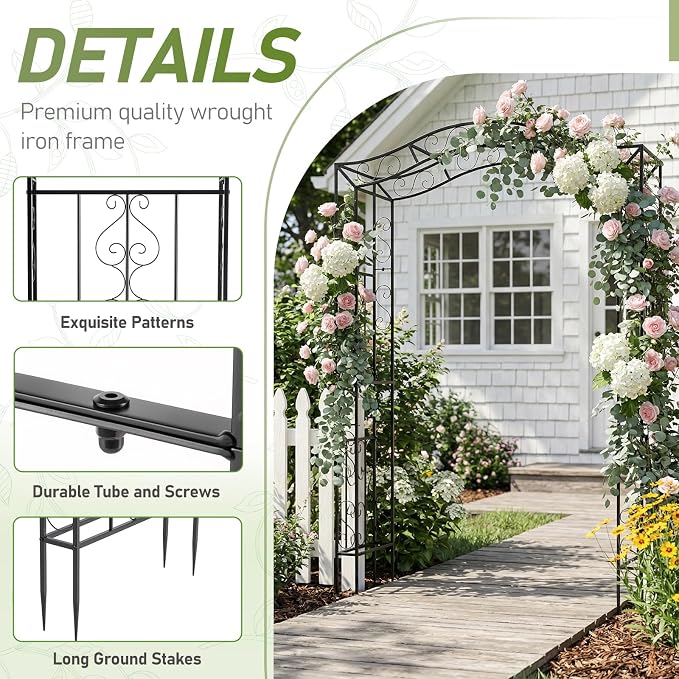Outvita Garden Arch Trellis, Metal Garden Arbor Archway - Image 6