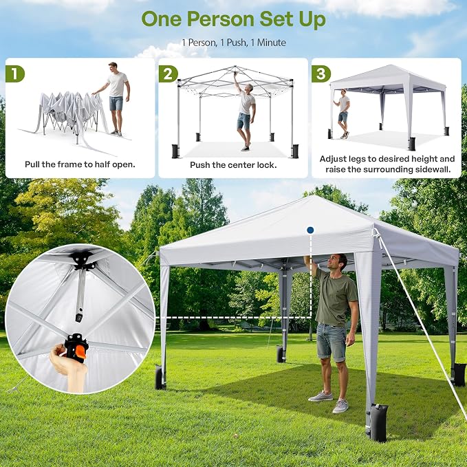 10x10 Pop Up Canopy with Sidewalls, Outdoor Instant Canopy Tent with Carry Bag - Image 2