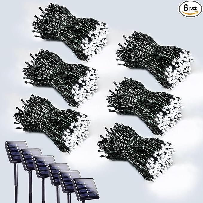 6 Pack 600 LED Solar String Lights by EEW