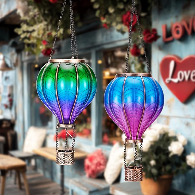 TERESA'S COLLECTIONS 2 Pack Hanging Solar Lantern Outdoor Garden Decor - Image 3