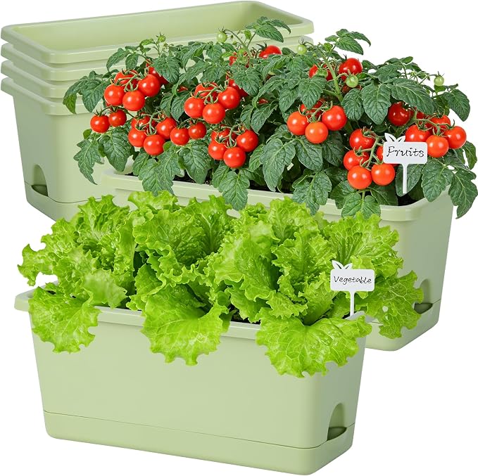 Window Box Planter 6 Packs, 13.8 Inches Rectangle Flower Pots by Oliz