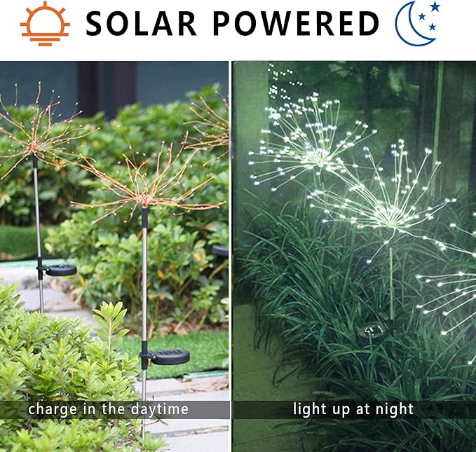 2 PCS Solar Firework Light, Outdoor Solar Garden Decorative Lights 120 LED - Image 5