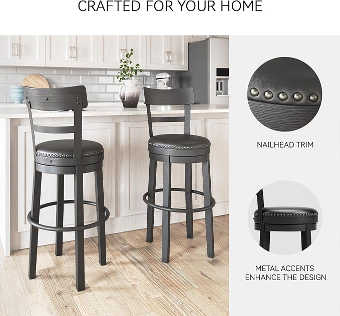 Signature Design by Ashley Valebeck Tall Upholstered Swivel Bar Stool - Image 5