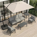 HDPE Patio Furniture Set with Cantilever Umbrella, Outdoor Couch with Washable by YourPerfectOutdoorEscape