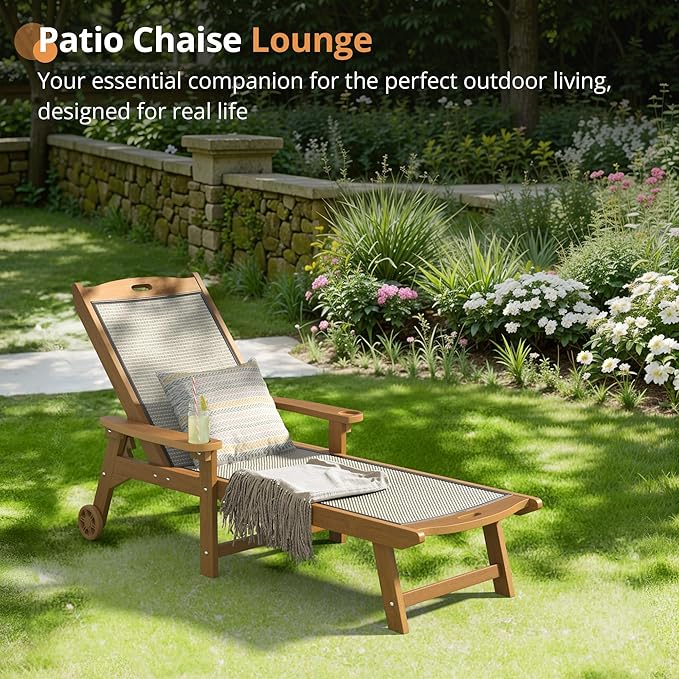 LUE BONA Chaise Lounge Chair Outdoor, HDPS and HDPE Wicker Material, Patio - Image 5