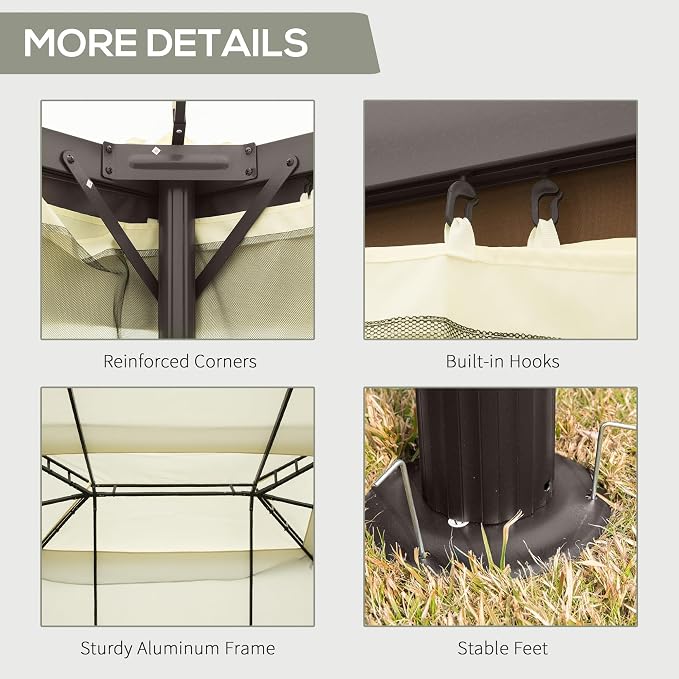 Outsunny 10' x 13' Patio Gazebo, Outdoor Gazebo Canopy Shelter - Image 5
