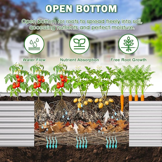 Galvanized Raised Garden Bed Kit Outdoor Patio, Deep Root Box Planter - Image 3