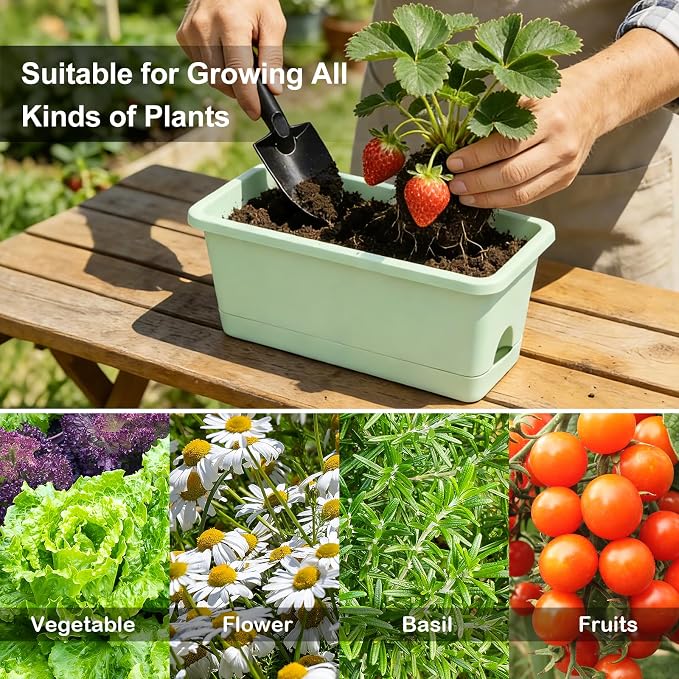 Window Box Planter 6 Packs, 13.8 Inches Rectangle Flower Pots - Image 7
