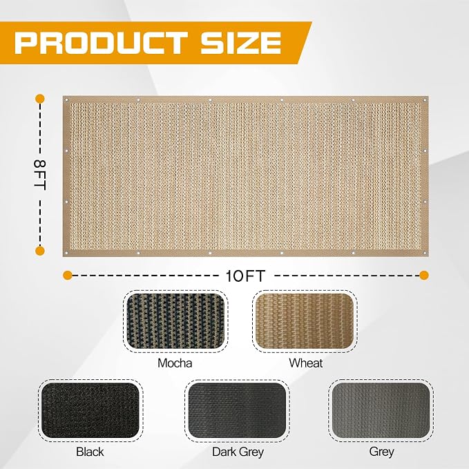 8'x 10' Pergola Shade Cover, Sand Outdoor Sun Shade Cloth - Image 2