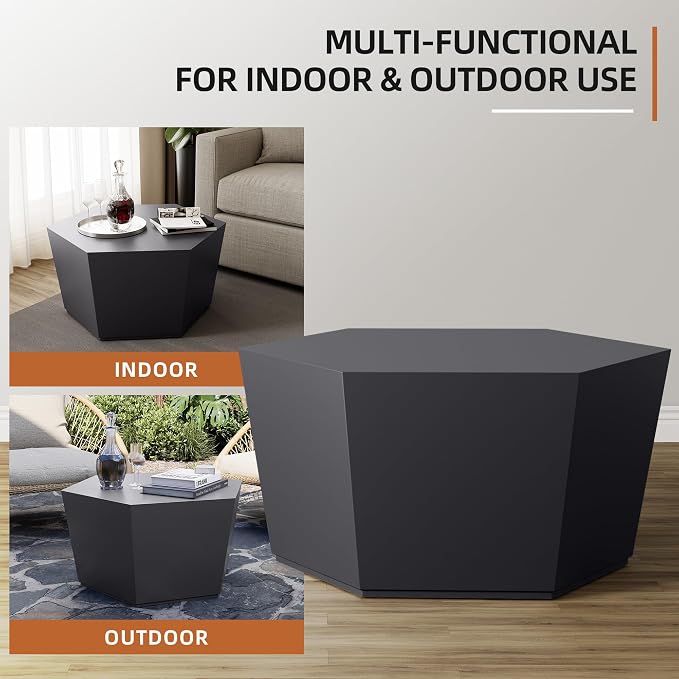 UPHA Outdoor Hexagon Coffee Table, Small Modern Minimalist Accent Tables - Image 3
