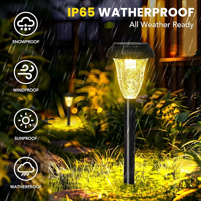 GIGALUMI 16 Pack Solar Lights Outdoor Waterproof, Warm White Pathway Light - Image 5