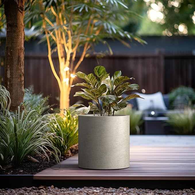 Kante 15.7" Dia Round Concrete Planter, Modern Style Large Cylindrical Plant Pot - Image 4