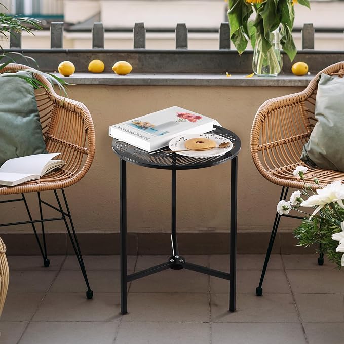 Party Zealot 1-Pack Small Round Metal Side Tables, 13-Inch Black Outdoor End - Image 2