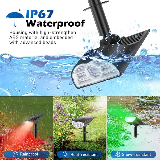 Solar Color Changing Spot Lights Outdoor, 9 Lighting Modes Solar Powered - Image 6