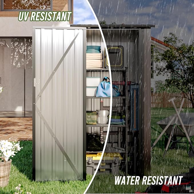 Aoxun 30"x21" Outdoor Metal Storage Shed, Vertical Cabinet - Image 4