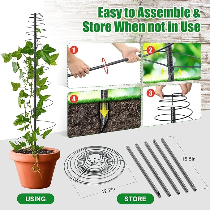 Spiral Frame Trellis for Climbing Plants Outdoor -72" Tall Heavy Duty Metal - Image 6