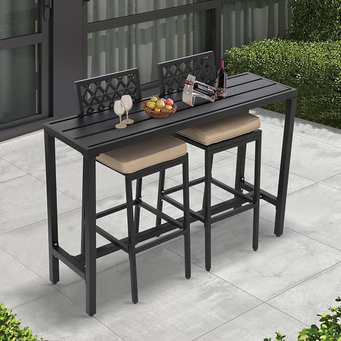Outdoor Patio Bar Set, Bar Height Patio Dining Set, Weather-Resistant Bistro - Image 5