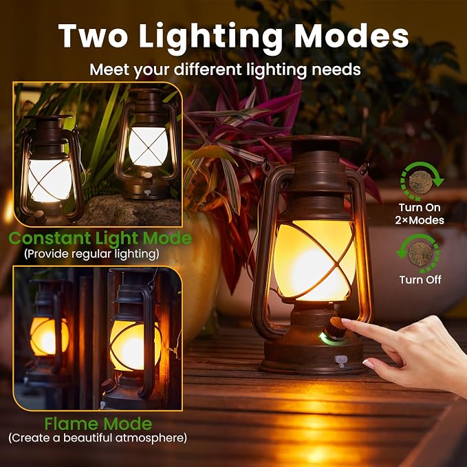 KOOPER Solar Lantern Outdoor Lights, Vintage Flickering Flame Solar Lanterns - Image 2