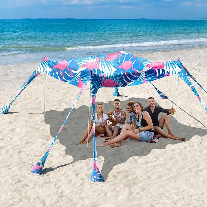 Rhino Valley Beach Tent Shade Canopy UPF50+ Protection, 8 Sandbags, 4 Stability by RhinoValley
