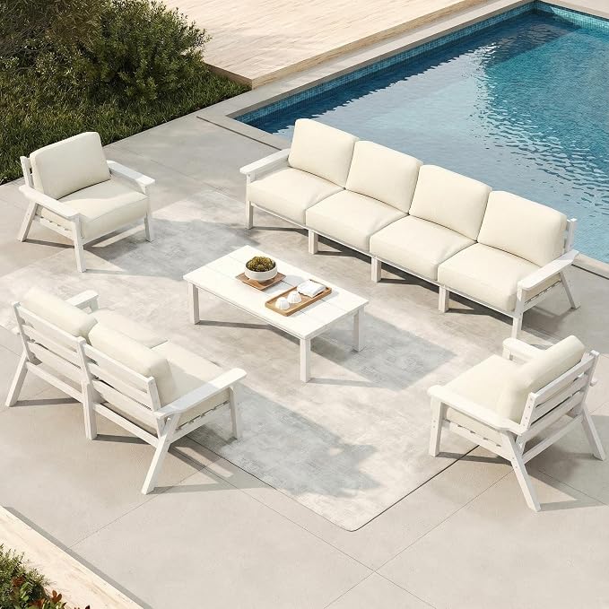 Patio Furniture Set 8 Seats, HDPE Outdoor Sectional by PatioKingdom