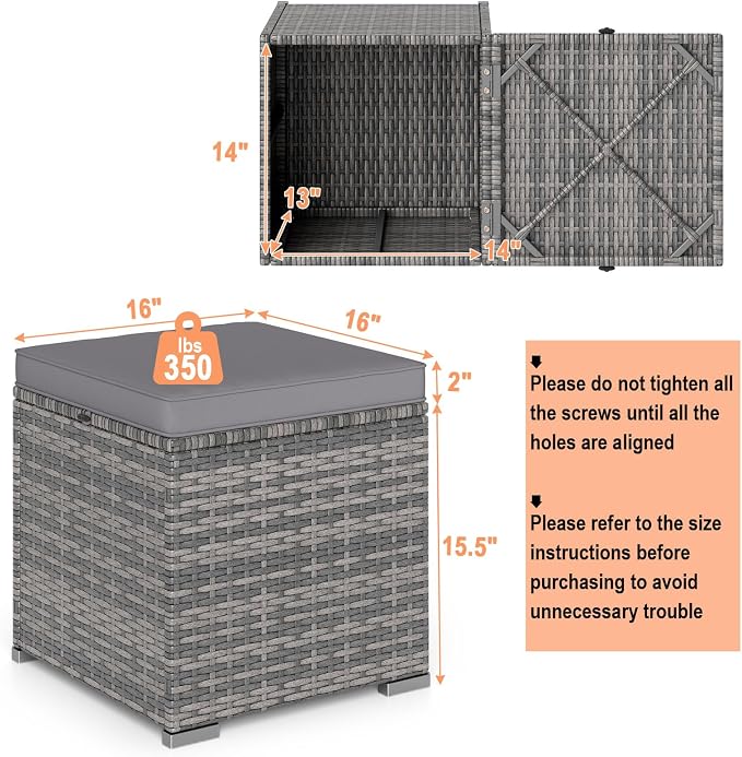 RELAX4LIFE Wicker Outdoor Storage Ottoman - Image 3