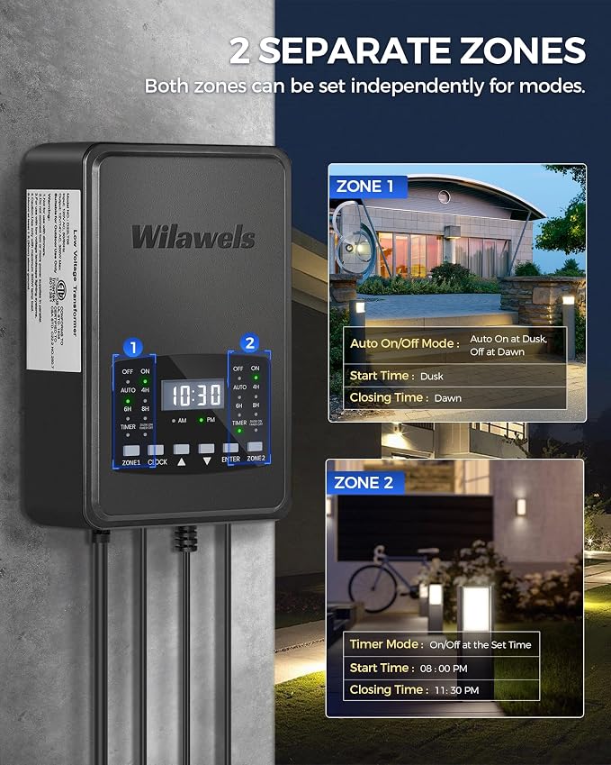 12 Pack Landscape Lights with 2 Zone 300W Low Voltage Transformer, 3000K 12V - Image 7