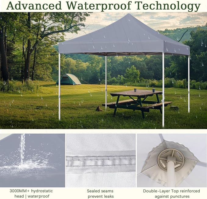 LIUJIAYI Pop Up Canopy Replacement Top, 8x8 Heavy Duty 500D UV Protection - Image 3