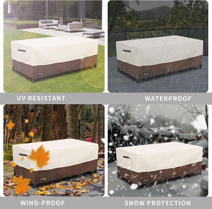Outdoor Patio Coffee Table Cover, 600D Waterproof Heavy Duty Outdoor Table Cover - Image 8