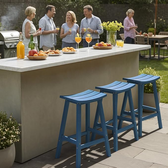 Ciokea 2 Set 29" Outdoor Bar Stools Heavy Duty HDPE Outdoor Stools Weatherproof - Image 6