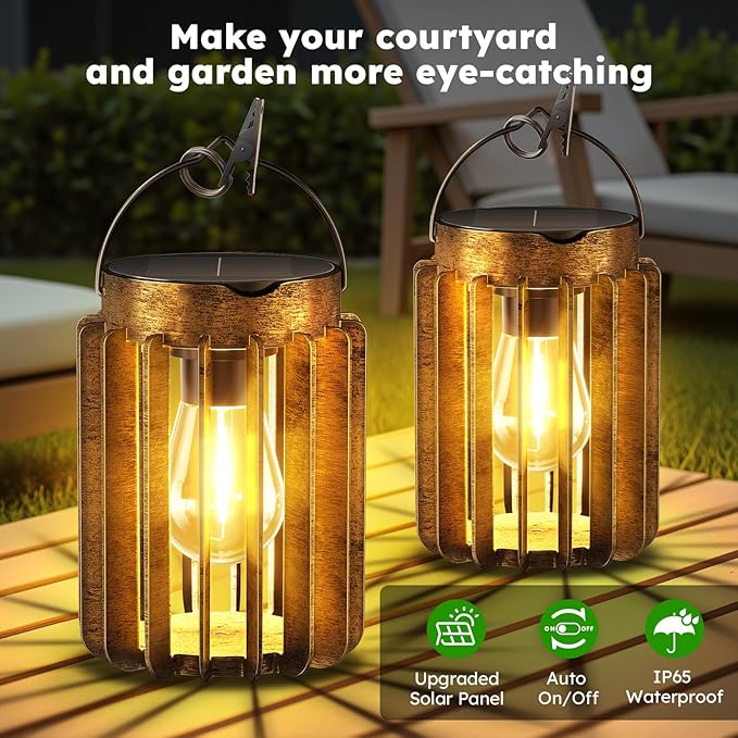 Solar Lanterns Outdoor Waterproof, Brighter Up to 12 Hrs Outdoor Hanging Solar - Image 7