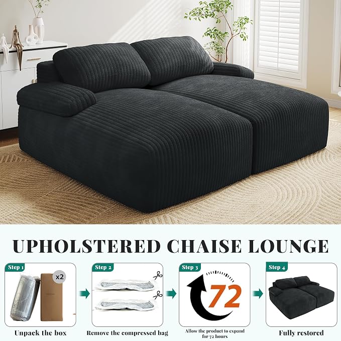 YITAHOME 80" Oversized Double Chaise Lounge, Upholstered Cloud Sofa - Image 6
