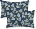 Navy Blue Spring Pillow Covers 12x20 Inch 2 Pcs Blue Green Hydrangea Flower by DAFENA