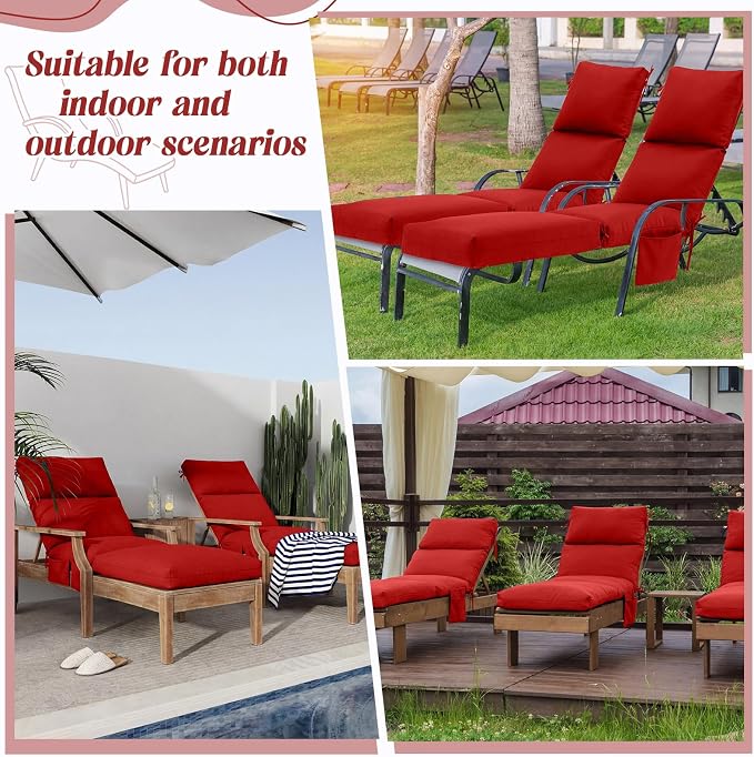 Kigley 2 Pcs Chaise Lounge Cushions, 77.9 x 20.5 x 4.7 Inch Outdoor Lounge - Image 6