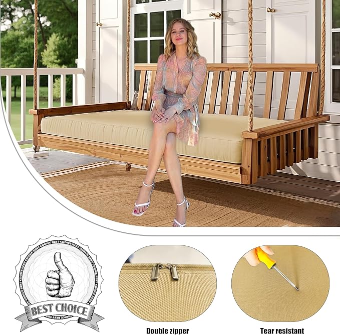 Olefin Twin Outdoor Porch Swing Bed Mattress Cover Waterproof, Twin Size Patio - Image 3