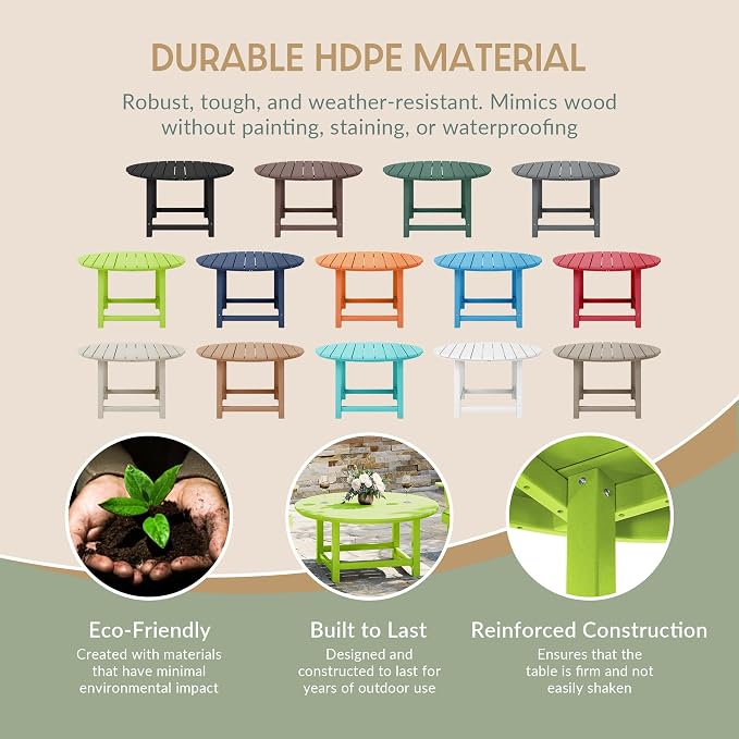 WestinTrends Malibu Low Outdoor HDPE Round Patio Coffee Table - Image 6