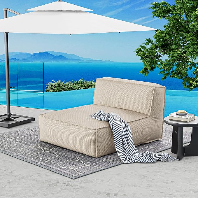 Outdoor 2 Person Bean Bag, Patio Chaise Lounge Chair Love Bed, Water-Resistant by OPEAK