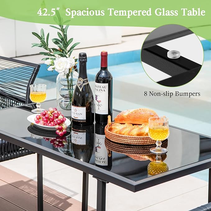Tangkula 3 Pieces Outdoor Dining Set, Patio PE Rattan Furniture Set - Image 7