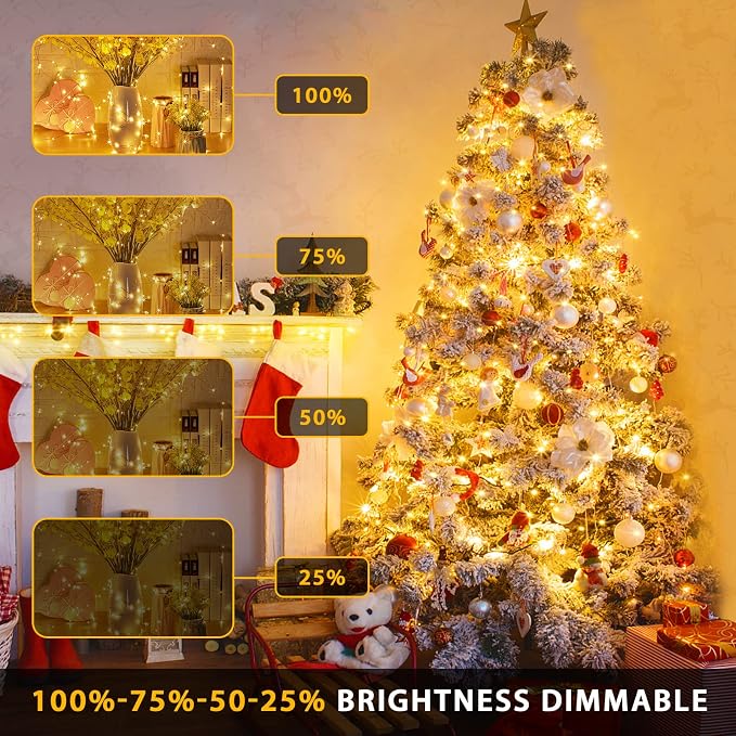 JMEXSUSS 2 Pack Solar Christmas Lights Outdoor Waterproof, 100 LED 33ft Warm - Image 3