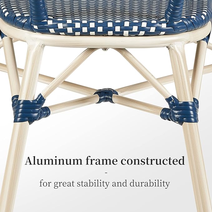 PURPLE LEAF Outdoor Dining Chair Set of 4 Hand-Woven Aluminum Rattan Chair - Image 6