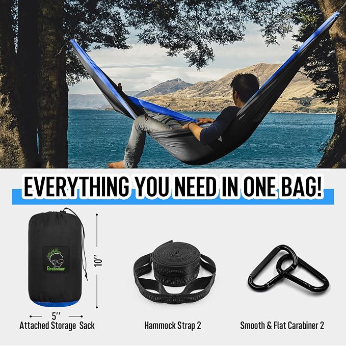 Grassman Camping Hammock Double & Single Portable Hammock - Image 3
