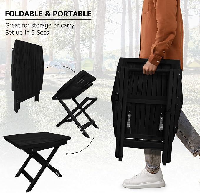 Melino Wooden Folding Outdoor Side Table, FSC Certified Acacia Weatherproof - Image 5