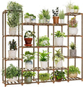 Bamworld Large Plant Shelf Indoor Plant Shelf Outdoor Tall Wood Plant Holder by Bamworld