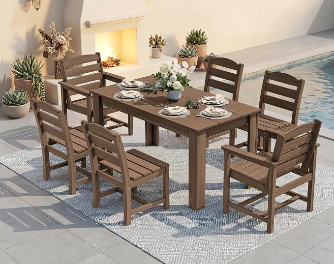 SERWALL Outdoor Dining Sets for 6, HDPE Dining Sets - Image 4