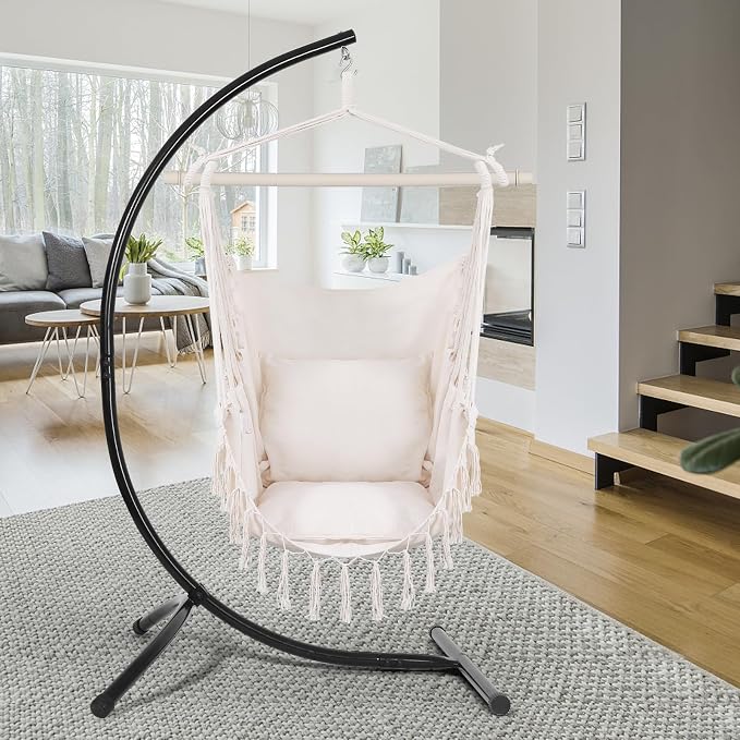 Goutime Hammock Chair, Hanging Rope Ceiling Swing - Image 9