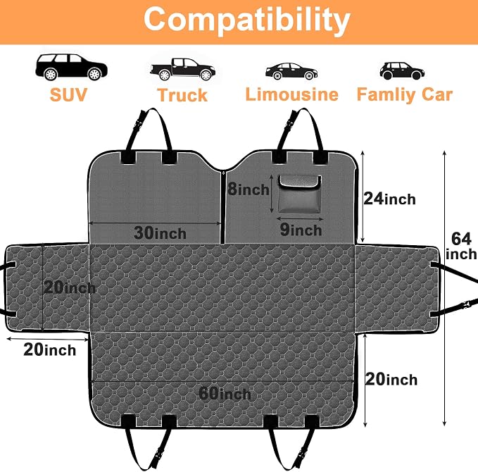 Mancro Dog Car Seat Cover, 2025 Upgraded 600D Heavy Duty Waterproof & - Image 6