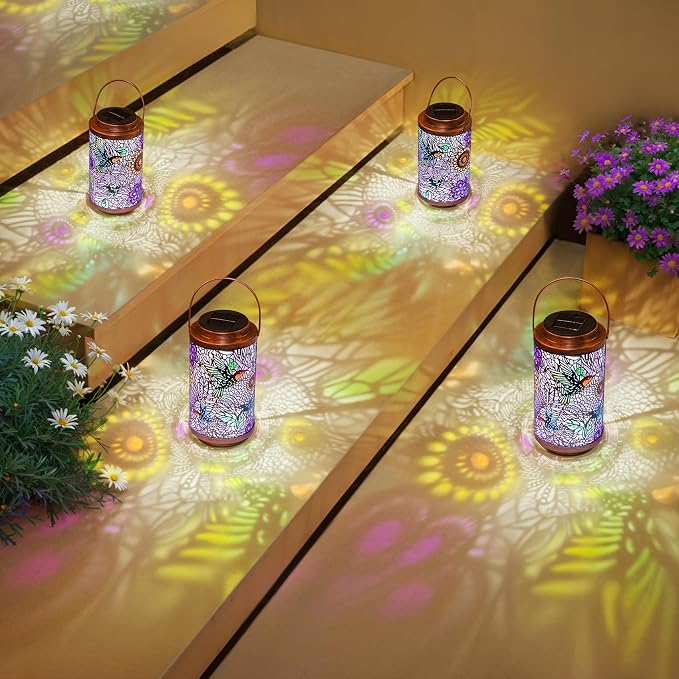 2Pack Solar Lanterns Outdoor Waterproof Hummingbird Garden Gifts - Image 3