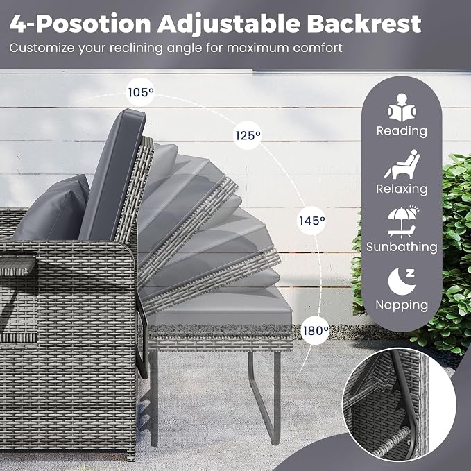 HAPPYGRILL Patio Rattan Wicker Daybed - Image 5