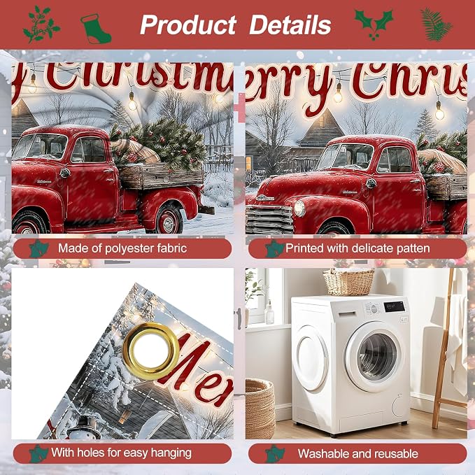 Christmas Garage Door Banner 6x13FT, Merry Christmas Garage Door Cover - Image 3