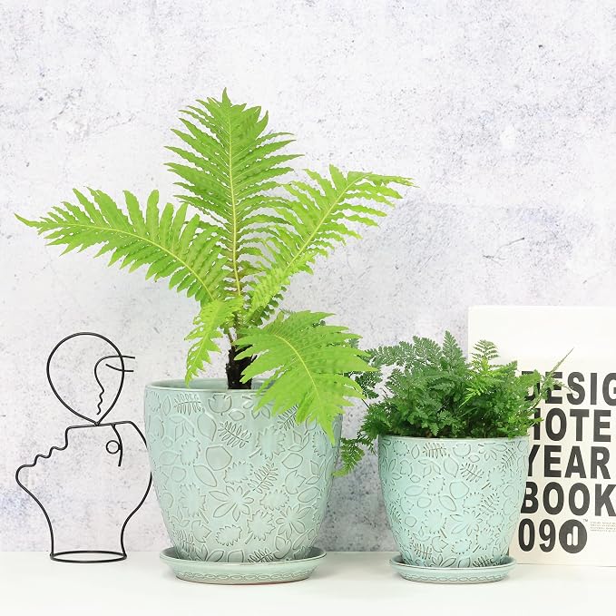 8 Inch + 6 Inch Plant Pots for Indoor Plants, Ceramic Planter - Image 4